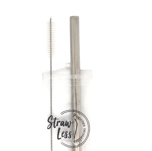 Kit Basico Straw-less Popote Metalico para Tapioca Plateado