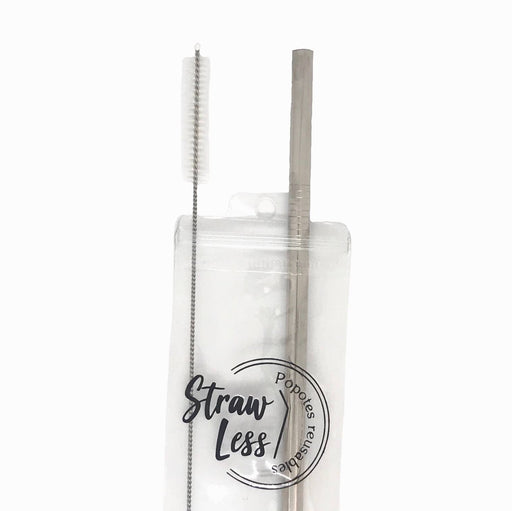 Kit Basico Straw-less Popote Metalico para Frappe Plateado
