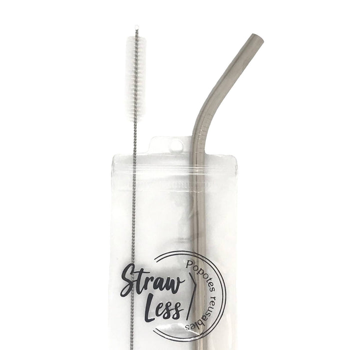 Kit Basico Straw-less Popote Metalico para Frappe Plateado