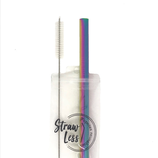 Kit Basico Straw-less Popote Metalico para Tapioca Tornasol