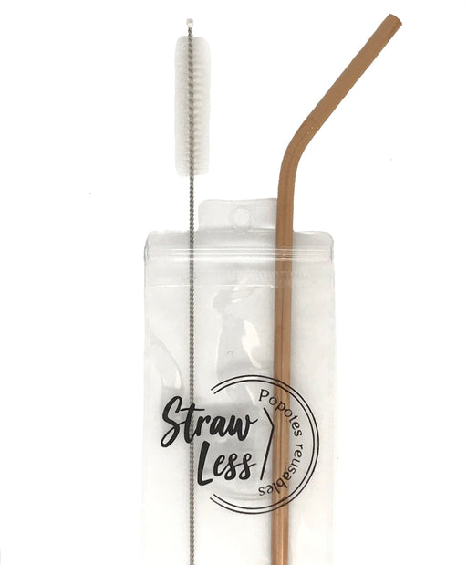Kit Basico Straw-less Chico Popote Metalico 21 cm Rose Gold